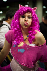 Size: 3162x4743 | Tagged: safe, artist:aktrez, pinkie pie, human, comikaze expo, cosplay, irl, irl human, photo, silly face, solo