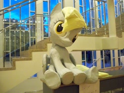 Size: 1000x750 | Tagged: safe, artist:znegil, derpy hooves, pegasus, pony, 2014, convention, craft, female, galacon, irl, mare, papercraft, photo, sitting, solo