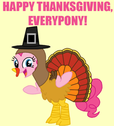 Size: 540x594 | Tagged: safe, artist:death-driver-5000, pinkie pie, earth pony, pony, clothes, costume, solo, thanksgiving, turkey, turkey costume