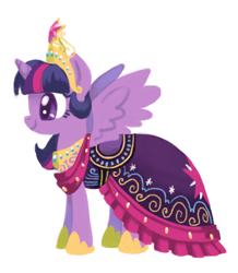 Size: 394x451 | Tagged: safe, artist:needsmoarg4, derpibooru import, twilight sparkle, twilight sparkle (alicorn), alicorn, pony, big crown thingy, clothes, dress, female, mare, redesign, simple background, tiara, white background