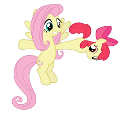 Size: 1000x935 | Tagged: artist needed, safe, apple bloom, fluttershy, pegasus, pony, female, mare, meiosis, not salmon, this isn't even my final form, wat, we have become one, wtf