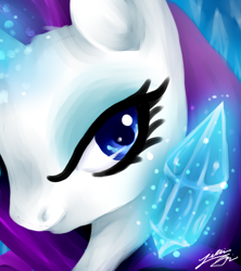 Size: 400x450 | Tagged: safe, artist:mickeym0o, rarity, pony, unicorn, female, horn, mare, solo, white coat