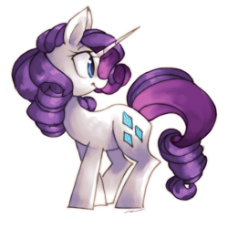 Size: 945x945 | Tagged: safe, artist:askpopcorn, rarity, pony, unicorn, female, horn, mare, solo, white coat