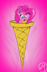 Size: 600x910 | Tagged: safe, artist:masterphumes, pinkie pie, earth pony, pony, female, ice cream, mare, pink coat, pink mane, solo