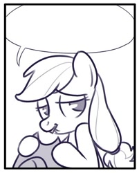 Size: 374x465 | Tagged: safe, applejack, earth pony, pony, exploitable, female, mare, monochrome, solo