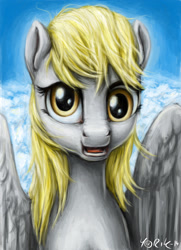 Size: 1588x2188 | Tagged: safe, artist:yorik-cz, derpy hooves, pegasus, pony, bust, female, mare, portrait, solo