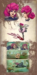 Size: 2000x4000 | Tagged: safe, artist:arainmorn, pinkie pie, elf, human, armor, bosmer, crying, dark brotherhood, elf ears, female, humanized, kagouti, morrowind, tesiii:mlp, the elder scrolls, wood elf