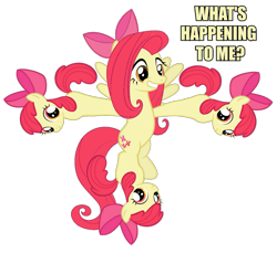 Size: 1091x1000 | Tagged: safe, apple bloom, fluttershy, pegasus, pony, meiosis, not salmon, this isn't even my final form, wat, we have become one