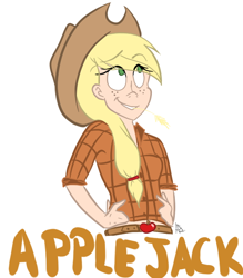 Size: 512x585 | Tagged: safe, artist:soundwave45, applejack, hand on hip, hay stalk, humanized, simple background, solo, straw in mouth