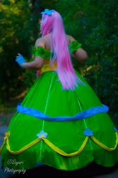 Size: 2592x3888 | Tagged: safe, artist:shelbunnycosplay, fluttershy, human, clothes, cosplay, dress, gala dress, irl, irl human, photo, solo