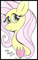 Size: 420x663 | Tagged: safe, artist:drpain, fluttershy, pegasus, pony, face, profile, rose, solo