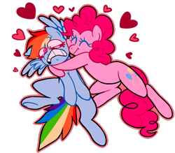 Size: 800x700 | Tagged: safe, artist:yin-meep, derpibooru import, pinkie pie, rainbow dash, earth pony, pegasus, pony, cute, eyes closed, female, hape, heart, hug, lesbian, mare, non-consensual cuddling, pinkiedash, shipping, simple background, transparent background