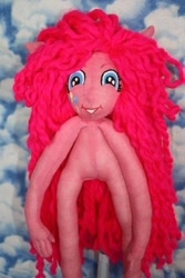 Size: 320x480 | Tagged: artist needed, safe, pinkie pie, equestria girls, abomination, cursed image, irl, nightmare fuel, not salmon, photo, plushie, wat, what has science done