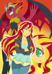 Size: 919x1300 | Tagged: safe, artist:robbiecave, sunset satan, sunset shimmer, pony, unicorn, equestria girls, friendship games, my past is not today, comparison, element of magic