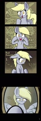 Size: 524x1524 | Tagged: safe, artist:heir-of-rick, derpy hooves, pegasus, pony, comic, feels, female, mare, mirror, mood whiplash, solo, underp