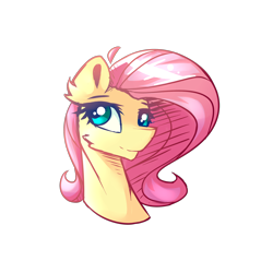 Size: 2000x2000 | Tagged: safe, artist:novabytes, fluttershy, pegasus, pony, bust, colored pupils, redraw, solo