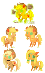 Size: 1179x1920 | Tagged: safe, artist:laceymod, applejack, earth pony, pony, applejack asks, ask sexy applejack, chakra applejack, chibi, earthbound applejack, liar face, liarjack, multeity, scrunchy face, tumblr, tumblr ponidox