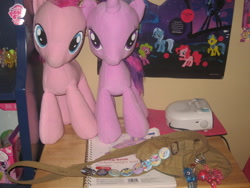 Size: 1600x1200 | Tagged: safe, derpibooru import, pinkie pie, twilight sparkle, hasbro, irl, photo, plushie, toy