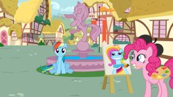 Size: 1024x576 | Tagged: safe, derpibooru import, pinkie pie, rainbow dash, rainbow dash (g3), earth pony, pony, g3, meme, nightmare fuel, pinkie's painting, rainbow dash always dresses in style, this will end in tears