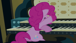 Size: 640x360 | Tagged: safe, pinkie pie, earth pony, pony, castle mane-ia, animated, bouncing, eyes closed, happy, keyboard, loop, musical instrument, organ, organ to the outside, playing, plot, smiling, solo, song of my people