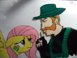 Size: 3628x2707 | Tagged: safe, artist:esprites, fluttershy, human, army, call of duty, captain price, crossover, traditional art