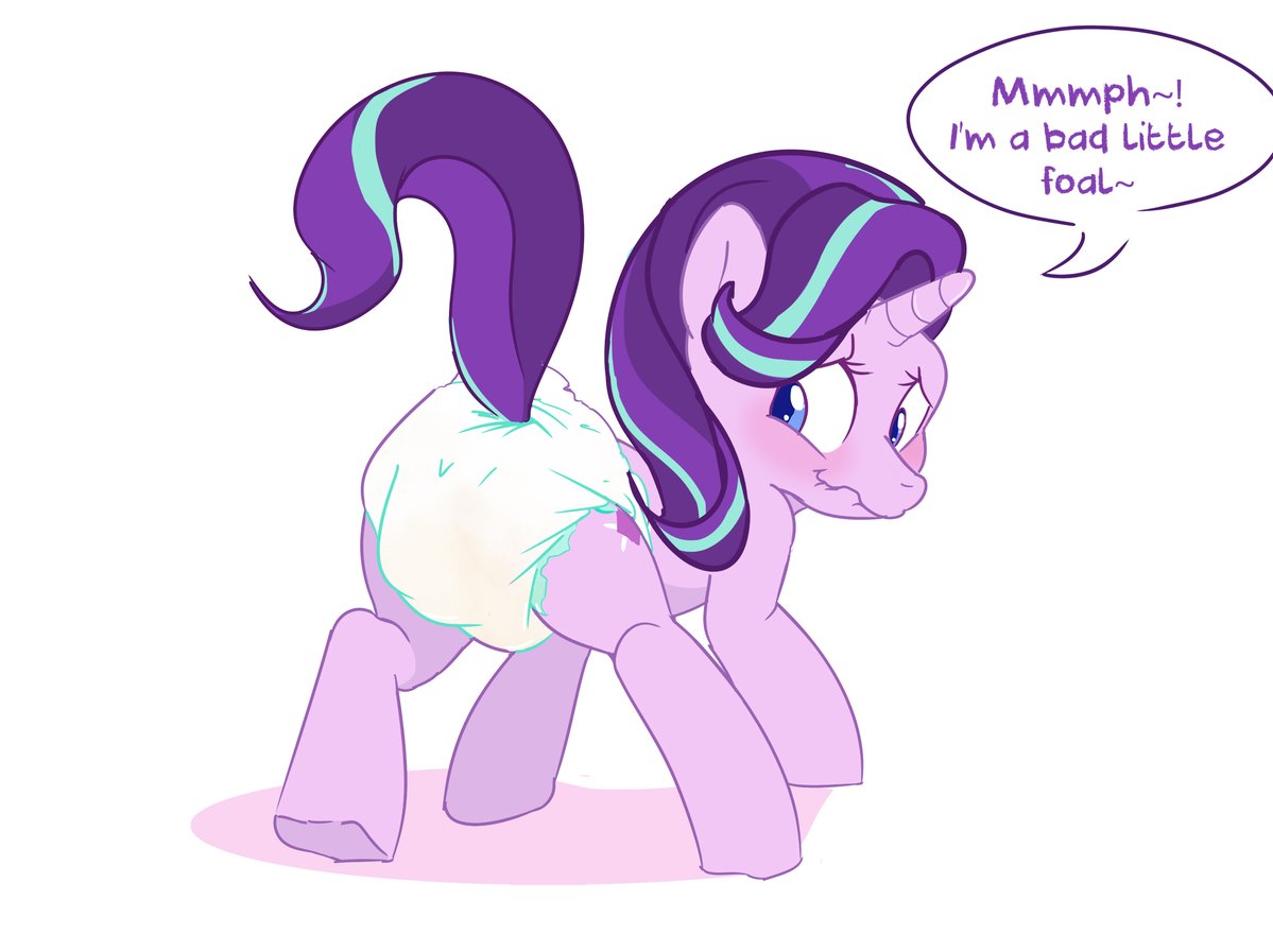 939270 - questionable, artist:kircai, starlight glimmer, pony, adult foal,  blushing, cute, diaper, diaper fetish, fetish, glimmerbetes, messing, messy  diaper, pissing, poop, pooping, poopy diaper, scat, solo, urine, wavy  mouth, wet diaper, wetting -