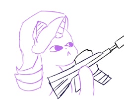 Size: 1016x815 | Tagged: safe, artist:sunnzio, starlight glimmer, pony, unicorn, delet this, delete this please, gun, rifle, sketch, weapon