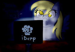 Size: 1300x900 | Tagged: safe, artist:citrine-cat, derpy hooves, pegasus, pony, computer, female, mare, muffin, solo