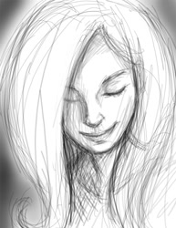 Size: 765x990 | Tagged: safe, fluttershy, human, eyes closed, humanized, monochrome, solo