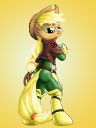 Size: 600x803 | Tagged: safe, artist:xnosidex, applejack, earth pony, pony, bipedal, crossover, marvel, rogue (x-men), solo, x-men