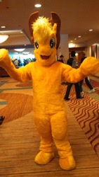 Size: 422x750 | Tagged: safe, applejack, human, fursuit, irl, irl human, nightmare fuel, photo