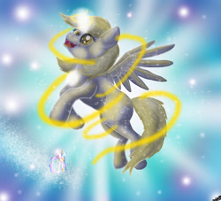 Size: 2200x2000 | Tagged: safe, artist:xxtheshatteredxx, derpy hooves, princess celestia, alicorn, pony, alicornified, ascension, derpicorn, end of the world, magic, open mouth, race swap, smiling, sparkles, transformation, xk-class end-of-the-world scenario