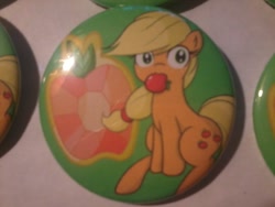 Size: 1600x1200 | Tagged: safe, artist:lightningnickel, applejack, earth pony, pony, bronycon, button design, buttons, element of harmony, element of honesty