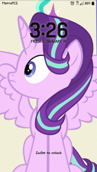 Size: 720x1280 | Tagged: safe, artist:forgalorga, starlight glimmer, alicorn, alicornified, lock screen, princess starlight glimmer, race swap, screenshots, starlicorn, xk-class end-of-the-world scenario