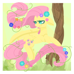 Size: 900x900 | Tagged: safe, artist:otterlore, fluttershy, pegasus, pony, female, flower, mare, solo