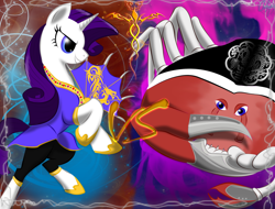 Size: 1024x777 | Tagged: safe, artist:cloclo2388, rarity, crab, pony, unicorn, giant crab, rarity fighting a giant crab