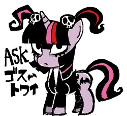 Size: 454x413 | Tagged: safe, artist:sukaponta, derpibooru import, twilight sparkle, alternate hairstyle, ask, ask-gothtwi, goth, gothic, japanese, solo