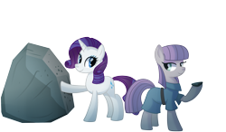 Size: 3000x1750 | Tagged: safe, artist:drawntildawn, boulder (pet), maud pie, rarity, tom, pony, unicorn, boulder