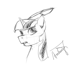 Size: 1024x1024 | Tagged: safe, artist:archonix, derpibooru import, twilight sparkle, feather, monochrome, sketch, solo