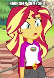 Size: 600x864 | Tagged: safe, edit, edited screencap, screencap, sunset shimmer, equestria girls, legend of everfree, image macro, meme, solo, vulgar