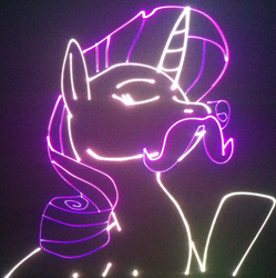 Size: 1152x1158 | Tagged: safe, artist:laserpon3, rarity, pony, unicorn, laser, moustache, photo, solo