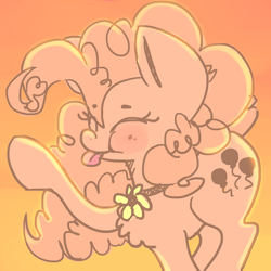 Size: 2000x2000 | Tagged: safe, artist:strabarybrick, pinkie pie, earth pony, pony, :p, :t, blushing, cute, eyes closed, flower, fluffy, necklace, ponk, smiling, solo, tongue out