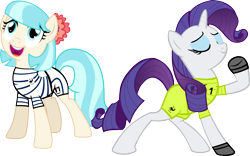 Size: 1754x1094 | Tagged: safe, artist:ironm17, coco pommel, rarity, pony, unicorn, clothes, football, france, gloves, jersey, short-sleeved goalkeeper jersey, world cup
