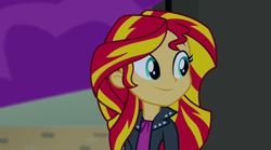Size: 1280x714 | Tagged: safe, screencap, sunset shimmer, equestria girls, rainbow rocks, cute, happy, shimmerbetes, smiling, solo
