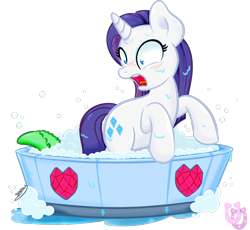 Size: 1180x1087 | Tagged: safe, artist:shadowhulk, gummy, rarity, pony, unicorn, bath, tub, wet, wet mane, wet mane rarity