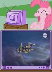 Size: 563x773 | Tagged: safe, pinkie pie, earth pony, pony, christmas, commercial, exploitable meme, hub logo, hub network, meme, obligatory pony, the hub, the nemesis, transformers, transformers prime, tv meme