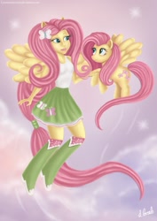 Size: 842x1191 | Tagged: safe, artist:leesamariecroal, fluttershy, equestria girls, clothes, human ponidox, ponied up, skirt