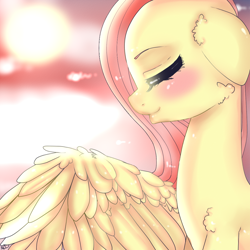 Size: 1000x1000 | Tagged: safe, artist:suzuii, fluttershy, pegasus, pony, female, mare, pink mane, solo, yellow coat