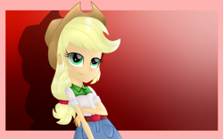 Size: 1280x800 | Tagged: safe, artist:isabella-kisabella, applejack, equestria girls, clothes, female, solo