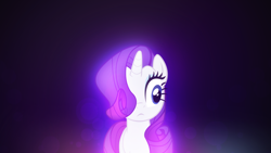 Size: 2560x1440 | Tagged: safe, artist:alterhouse, artist:vladimirmacholzraum, rarity, pony, unicorn, frown, glow, hair over one eye, solo, wallpaper, wide eyes